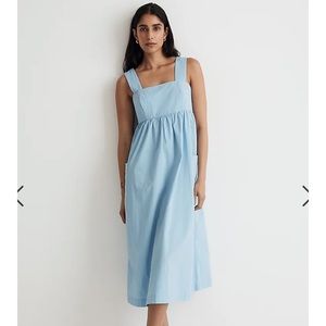 Madewell Cutout-Back Empire Midi Dress Tropical Sky Size 4 NWT